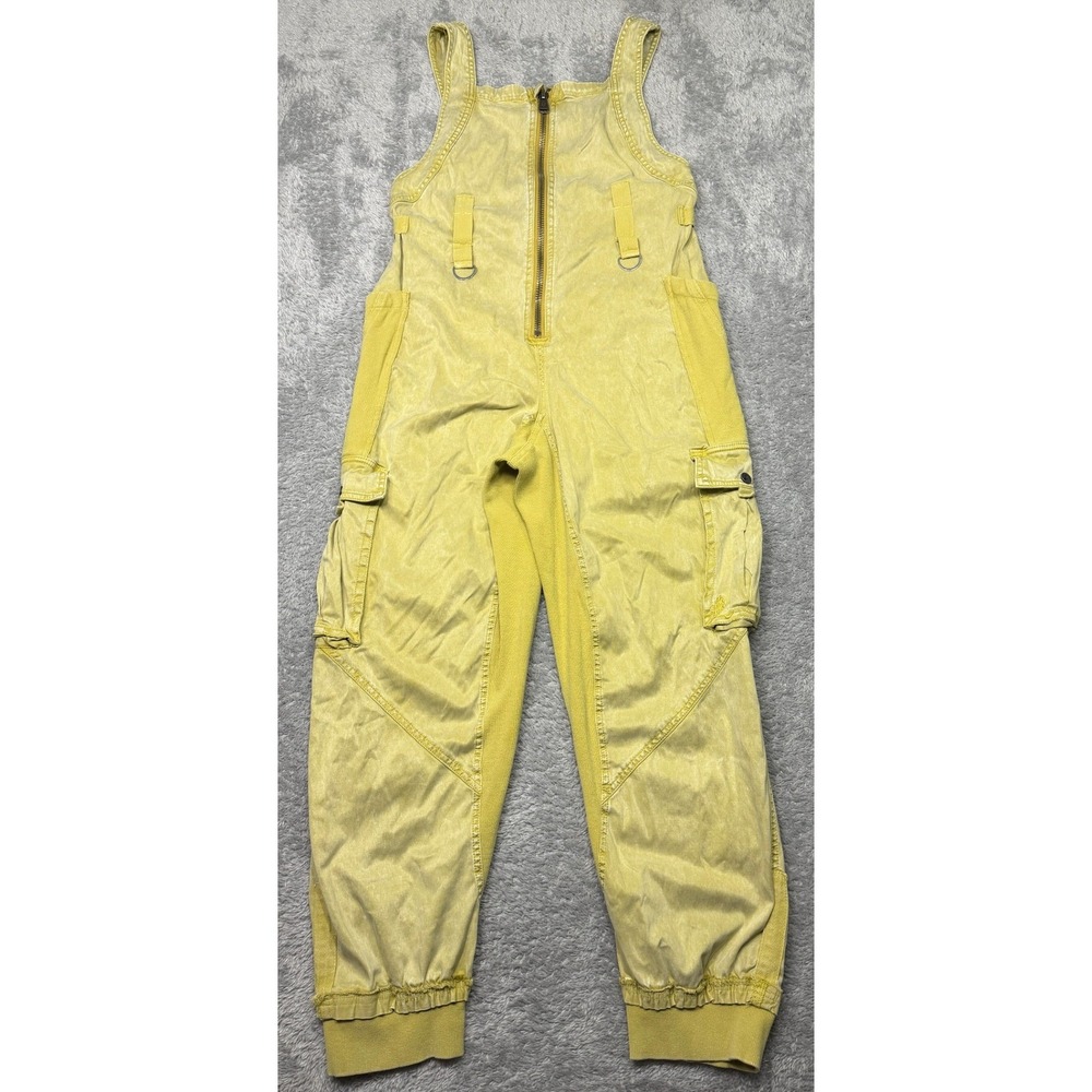 FP Movement Jumpsuit Womens XS Citron Yellow Fast Track Utility Cargo Athletic